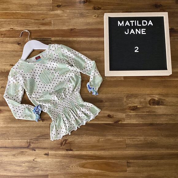 Matilda Jane Heart Soul Pride Aster Elaina Knit Green Brown Polka Dot Floral Top - Picture 1 of 9